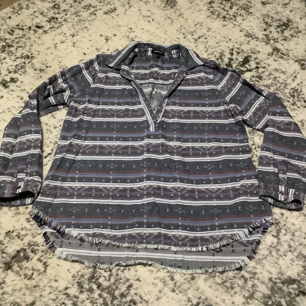Dear John Raw Hem Pullover Long Sleeve Womens L